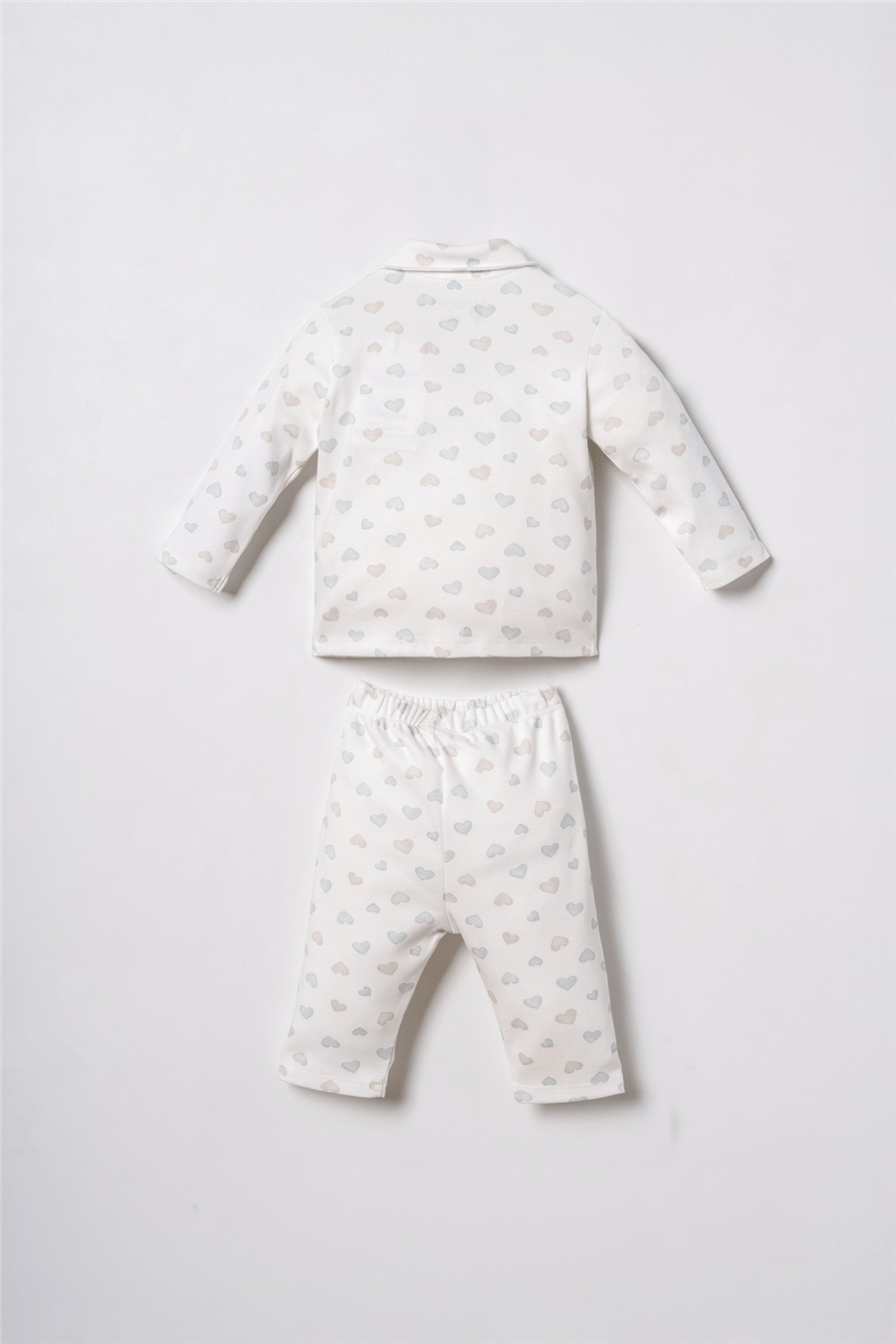 U.S. Polo Assn. Nakışlı Kız Bebek %100 Pamuk Cute Hearts Beyaz Gömlek Pijama Takımı 6-36 Ay Beyaz
