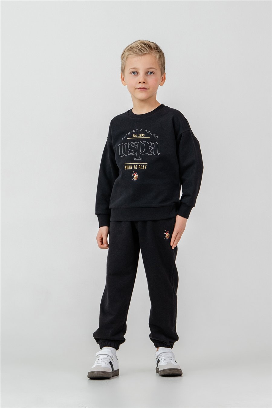 U.S. Polo Assn. Erkek Çocuk Nakışlı EşofmanTakım 4-9 Yaş Siyah