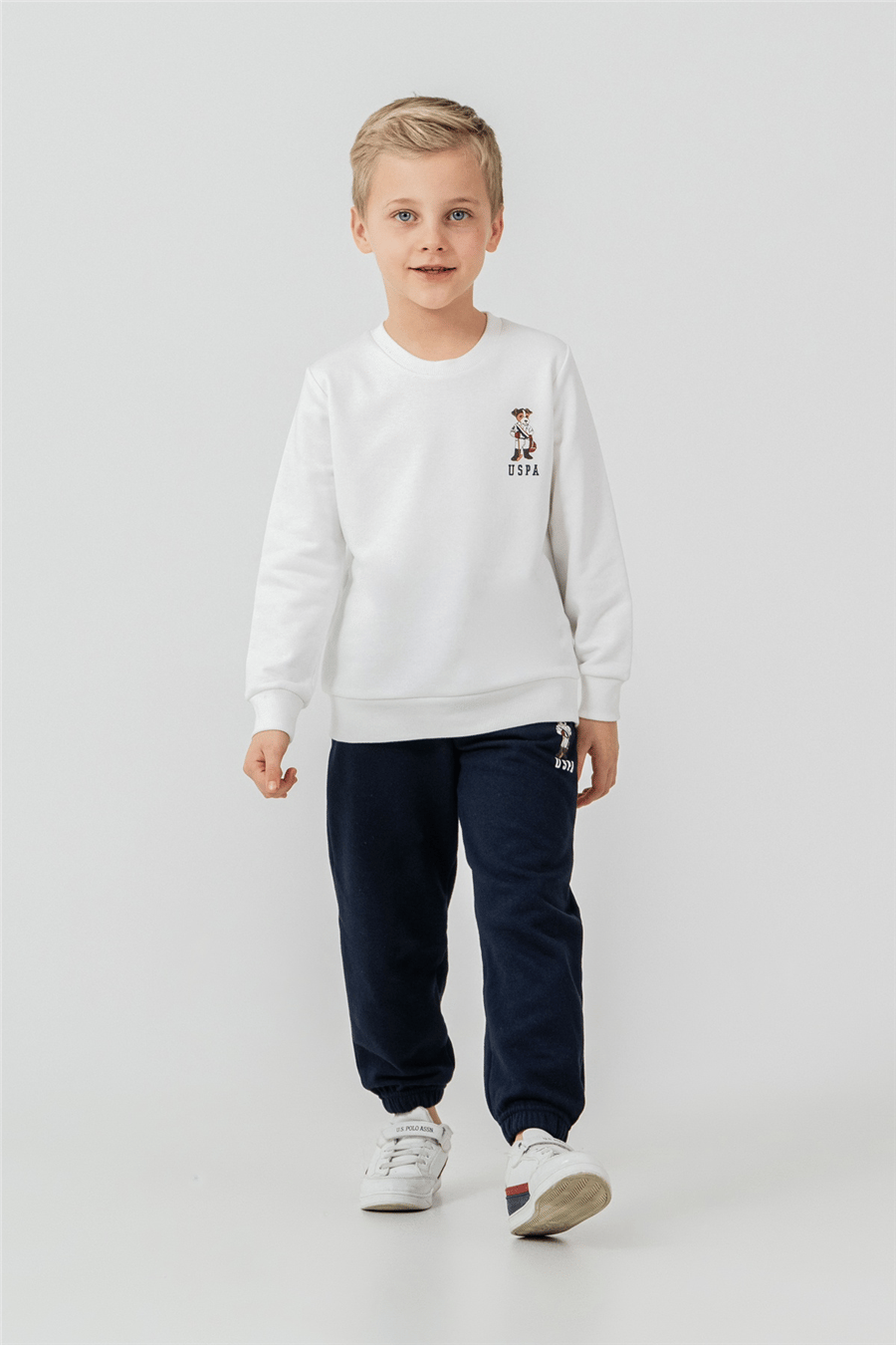 U.S. Polo Assn.Erkek Çocuk Baskılı EşofmanTakım 9-14 Yaş Beyaz