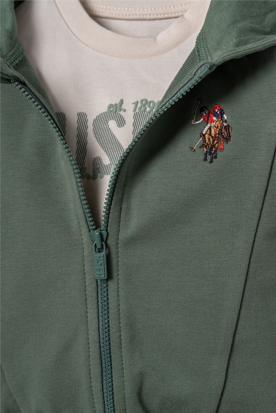 U.S. Polo Assn. Erkek Bebek Nakışlı Yeşil Hırkalı Eşofman Takım 6-36 Ay Yeşil