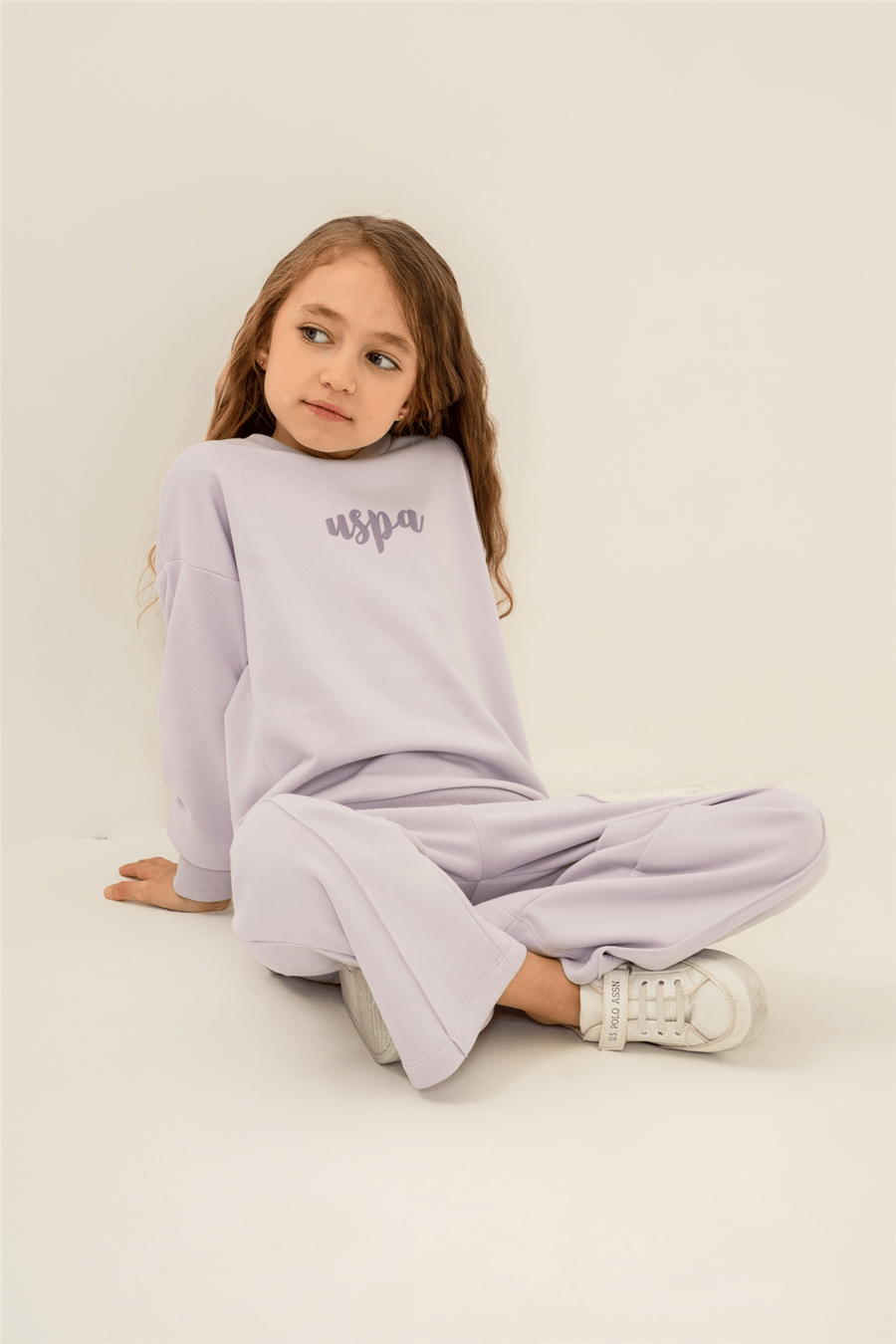U.S. Polo Assn. Kız Çocuk Baskılı EşofmanTakım 4-9 Yaş Lila