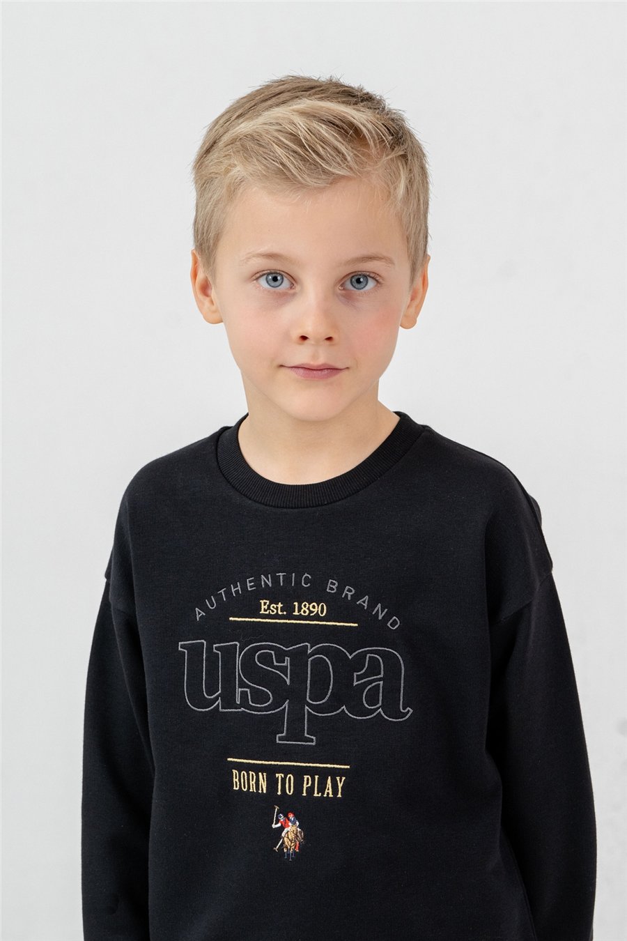 U.S. Polo Assn. Erkek Çocuk Nakışlı EşofmanTakım 4-9 Yaş Siyah