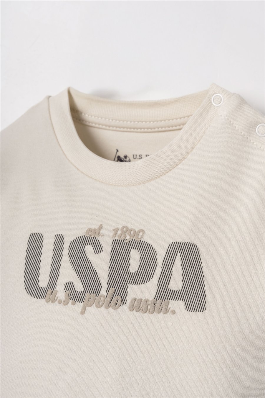 U.S. Polo Assn. Erkek Bebek Nakışlı Yeşil Hırkalı Eşofman Takım 6-36 Ay Bej