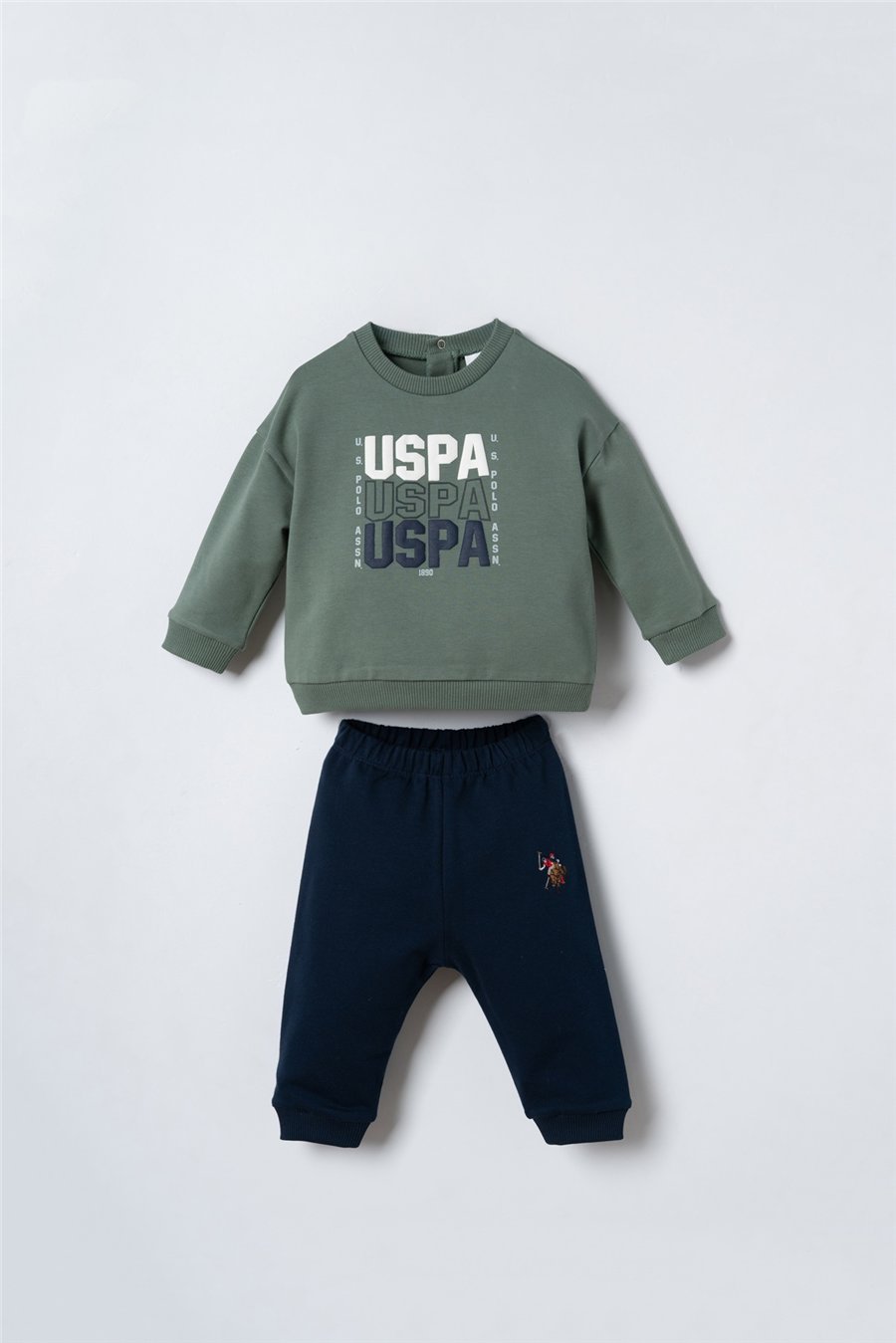 U.S. Polo Assn. Erkek Bebek Baskılı Yeşil Uzun Kol Eşofman Takım 6-36 Ay Yeşil