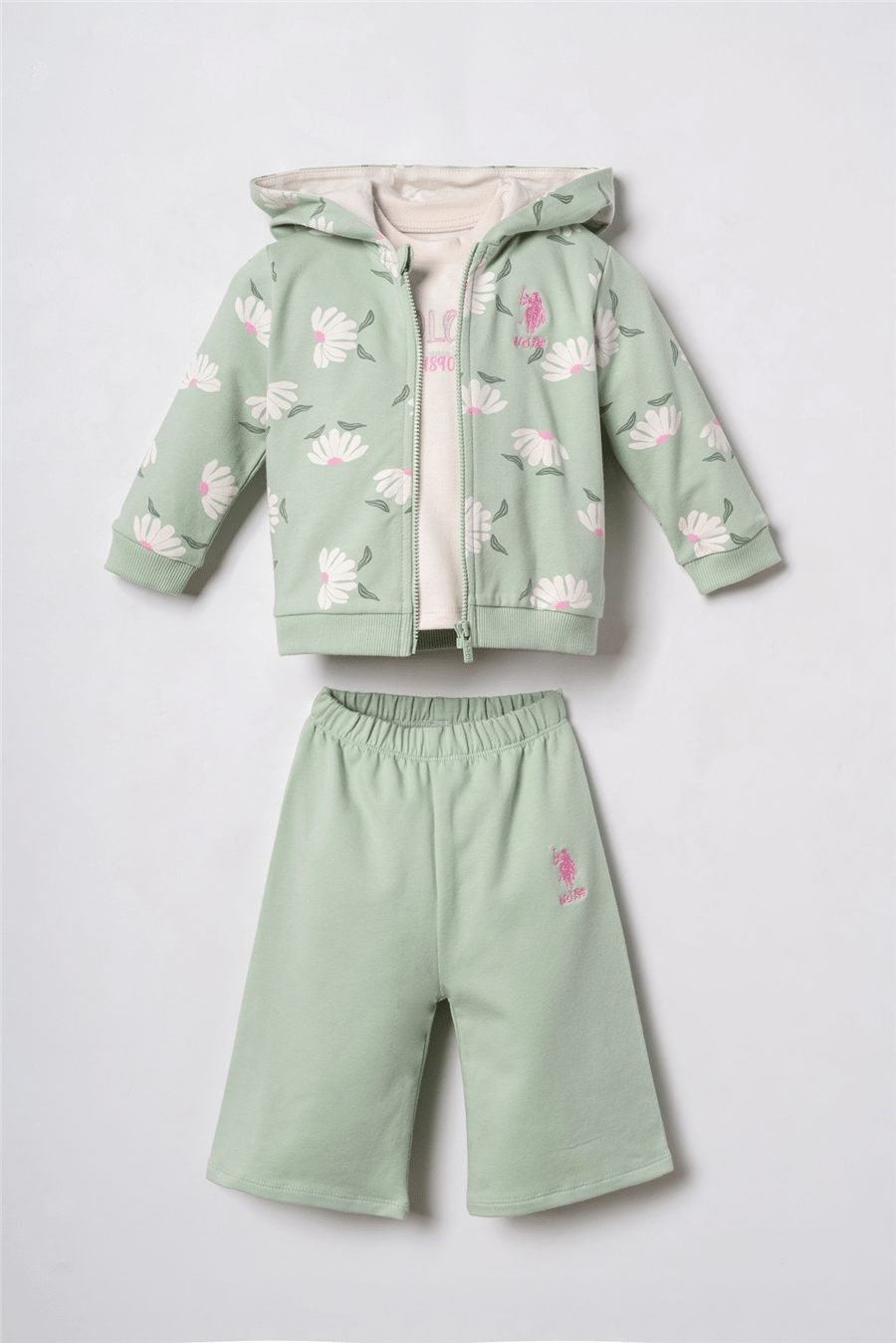 U.S. Polo Assn. Nakışlı Kız Bebek EşofmanTakım 6-36 Ay Yeşil