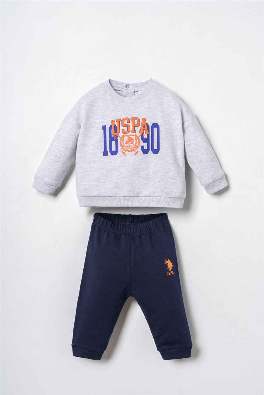 U.S. Polo Assn. Baskılı Erkek Bebek Eşofman Takım 6-36 Ay Gri