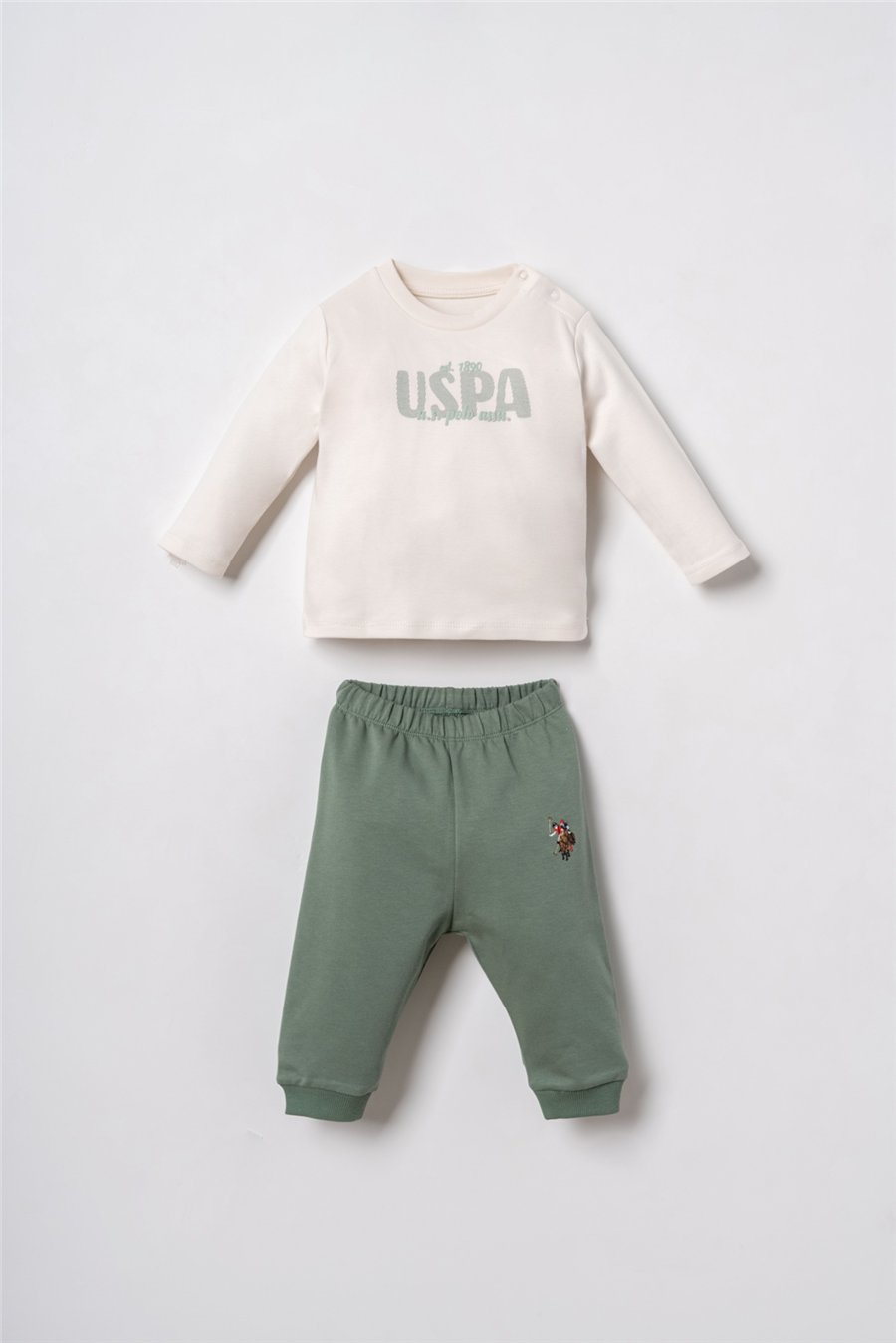U.S. Polo Assn. Erkek Bebek Nakışlı Yeşil Hırkalı Eşofman Takım 6-36 Ay Yeşil