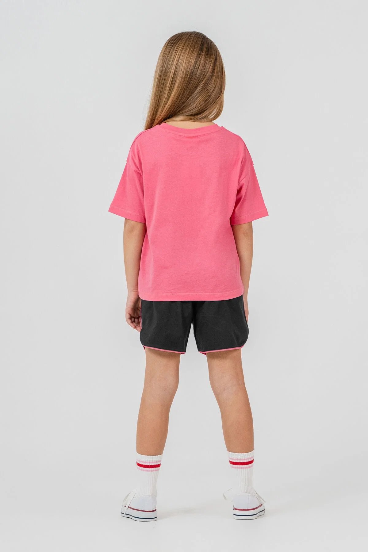 U.S. Polo Assn. Kız Çocuk Şort Takım 4-8 Yaş Pembe