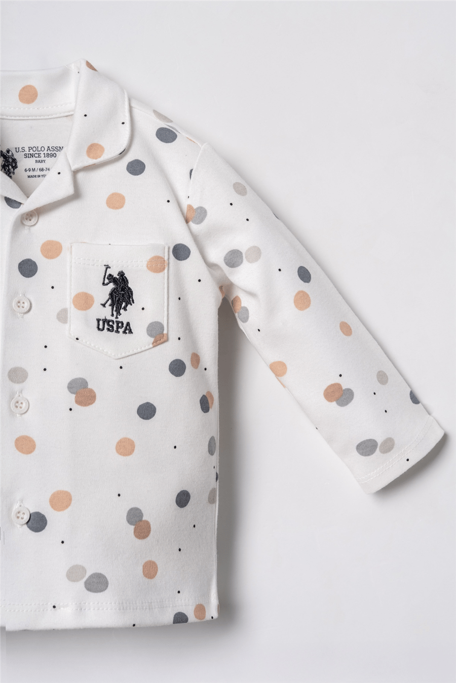 U.S. Polo Assn. Erkek Bebek Gömlek Pijama Takımı 6-36 Ay Beyaz