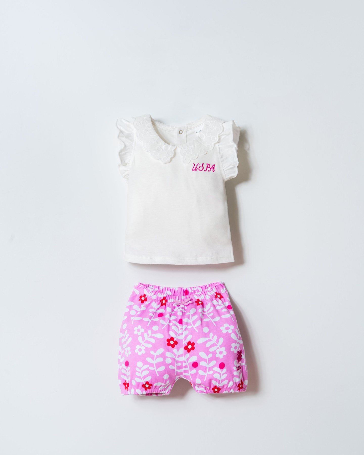 U.S. Polo Assn. Kız Bebek Şortlu Takım 6-36 Ay Beyaz