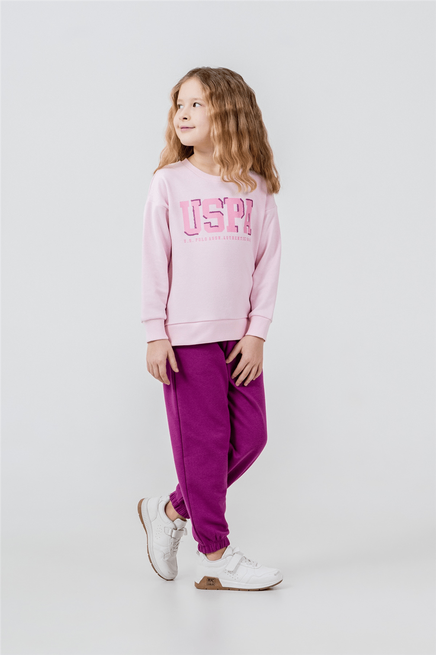 U.S. Polo Assn. Kız Çocuk Baskılı EşofmanTakım 9-14 Yaş Pembe