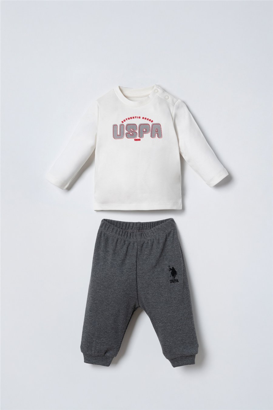 U.S. Polo Assn. Erkek Bebek Nakışlı Hırkalı Eşofman Takım 6-36 Ay Kırmızı