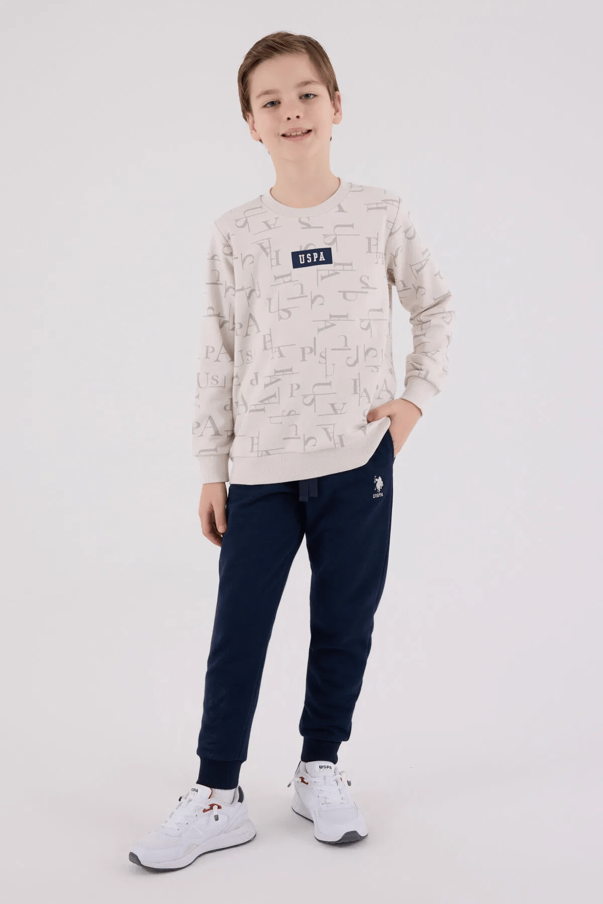 US Polo Assn Erkek Çocuk EşofmanTakım 4-8 Yaş TAŞ