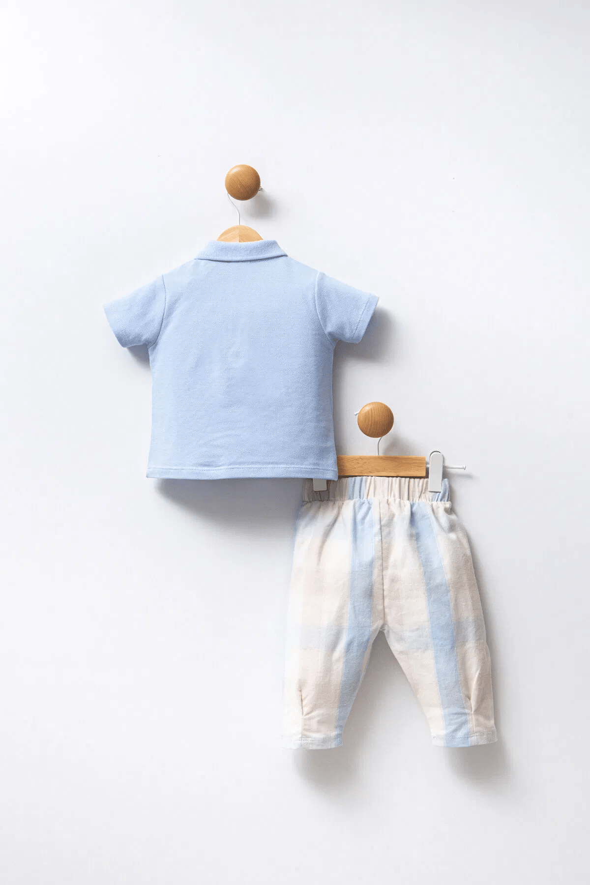 Us Polo Erkek Bebek Ekose Pantolonlu Takım 1-3 Yaş Mavi