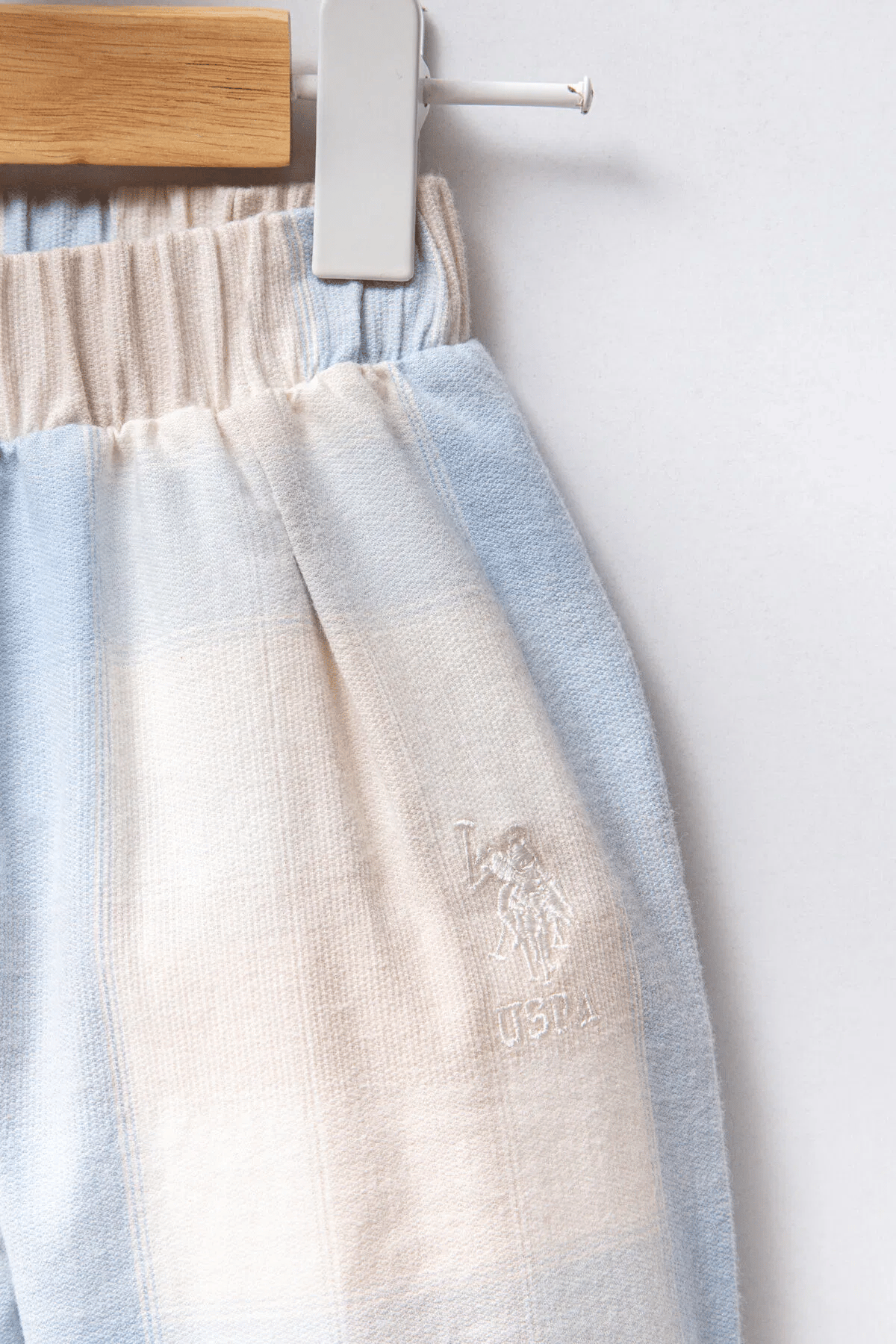 Us Polo Erkek Bebek Ekose Pantolonlu Takım 1-3 Yaş Mavi