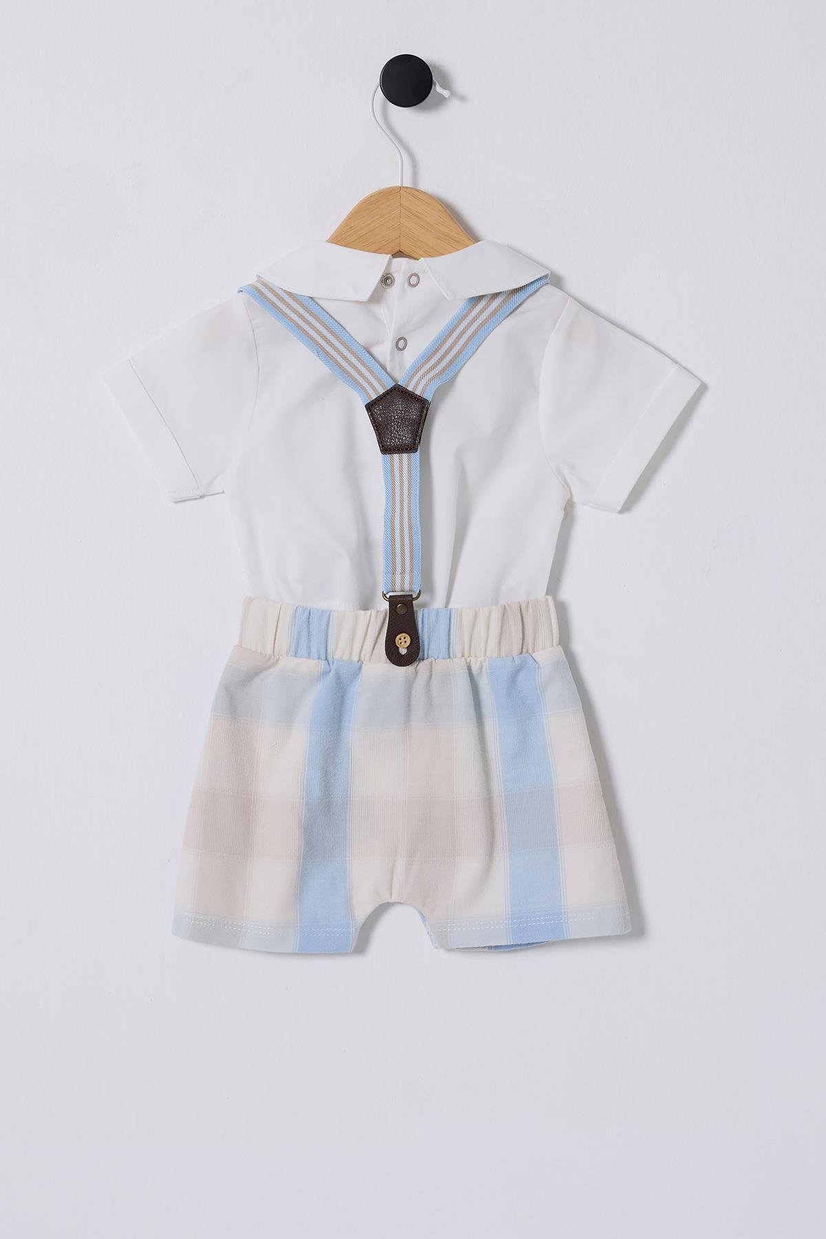 Us Polo Erkek Bebek Ekose Şortlu Takım 6-36 Ay Beyaz