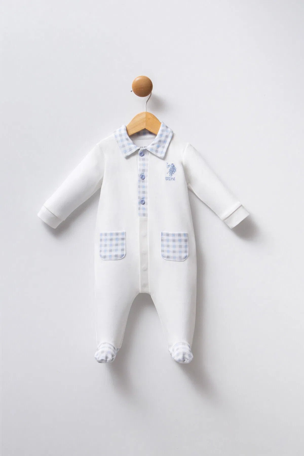 Us Polo Erkek Bebek Tulum 0-9 Ay Beyaz