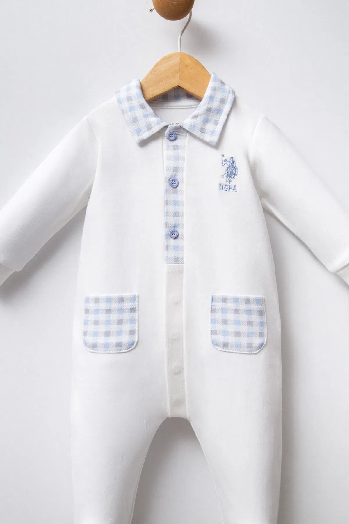 Us Polo Erkek Bebek Tulum 0-9 Ay Beyaz