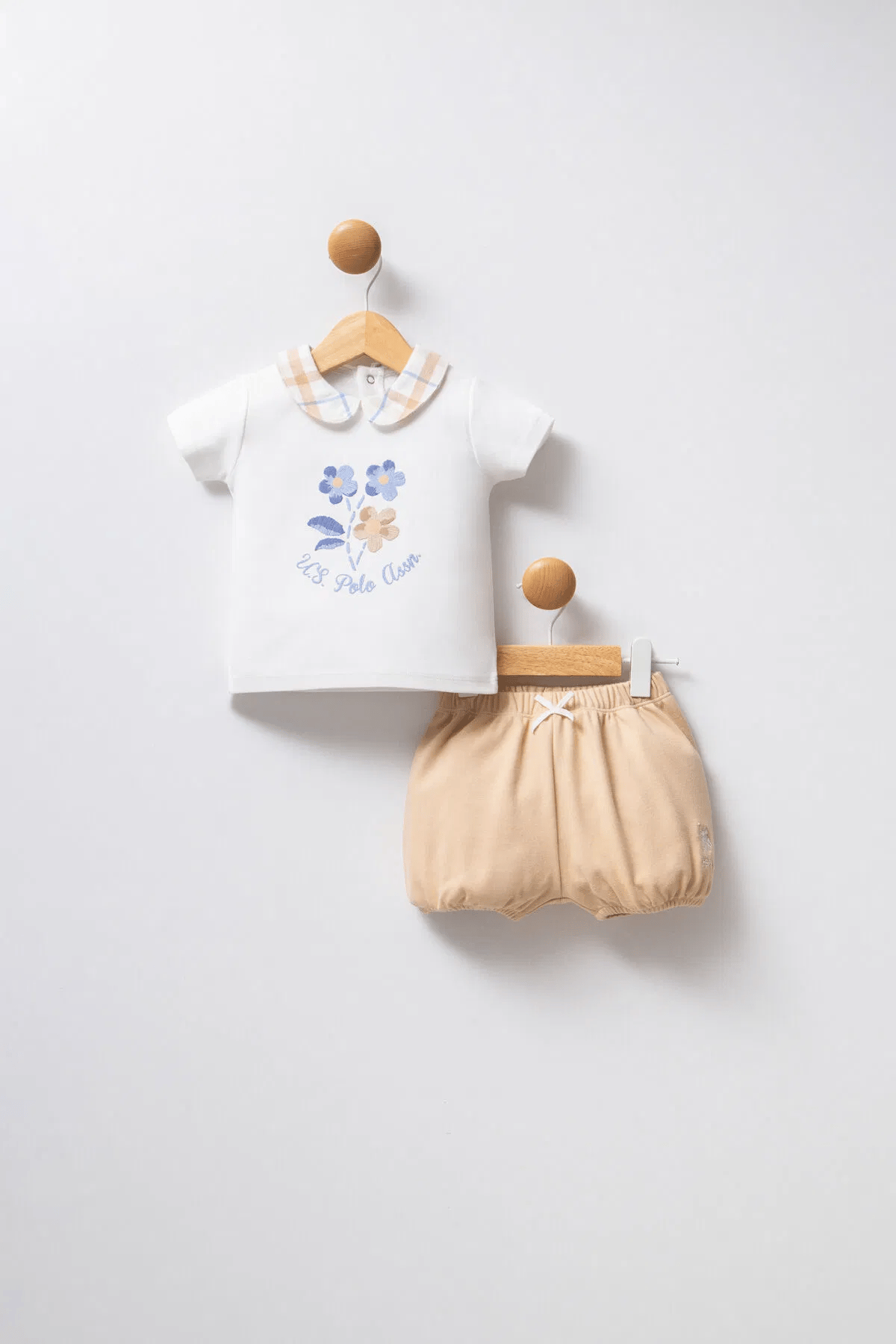 Us Polo Kız Bebek Şortlu Takım 6-36 Ay Ekru