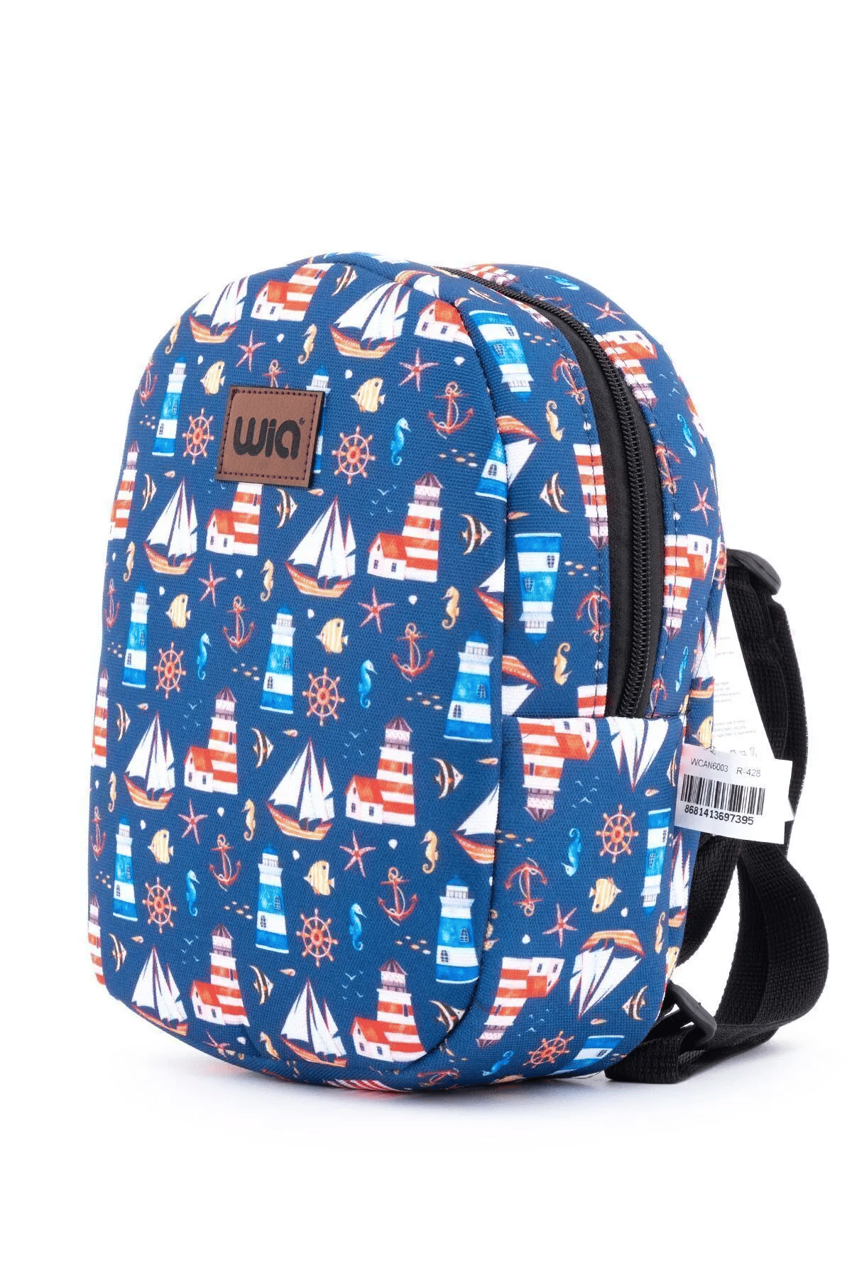 Wia Eğlenceli Baskı Tek Bölmeli Kreş Çanta Lacivert