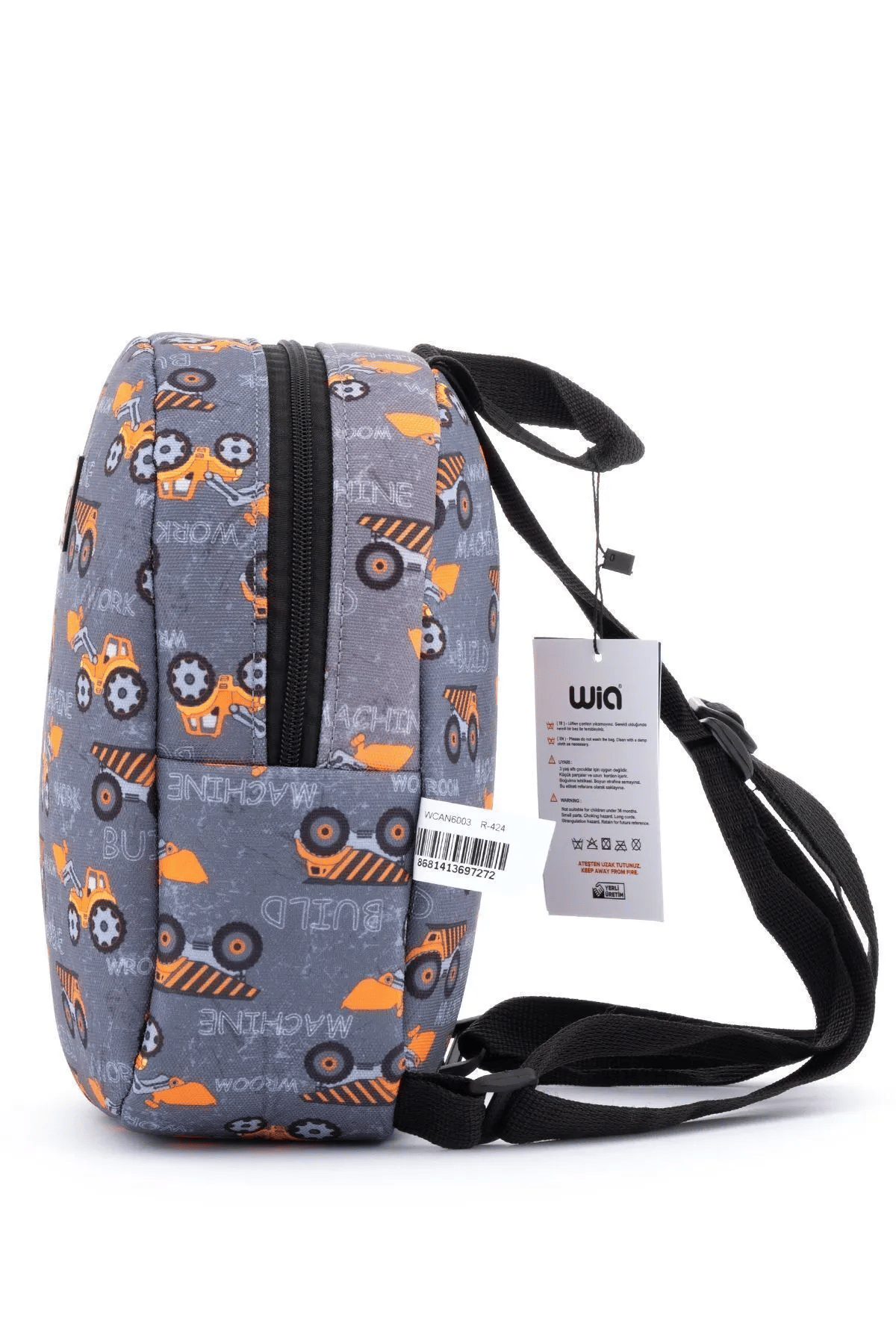 Wia Eğlenceli Baskı Tek Bölmeli Kreş Çanta Gri