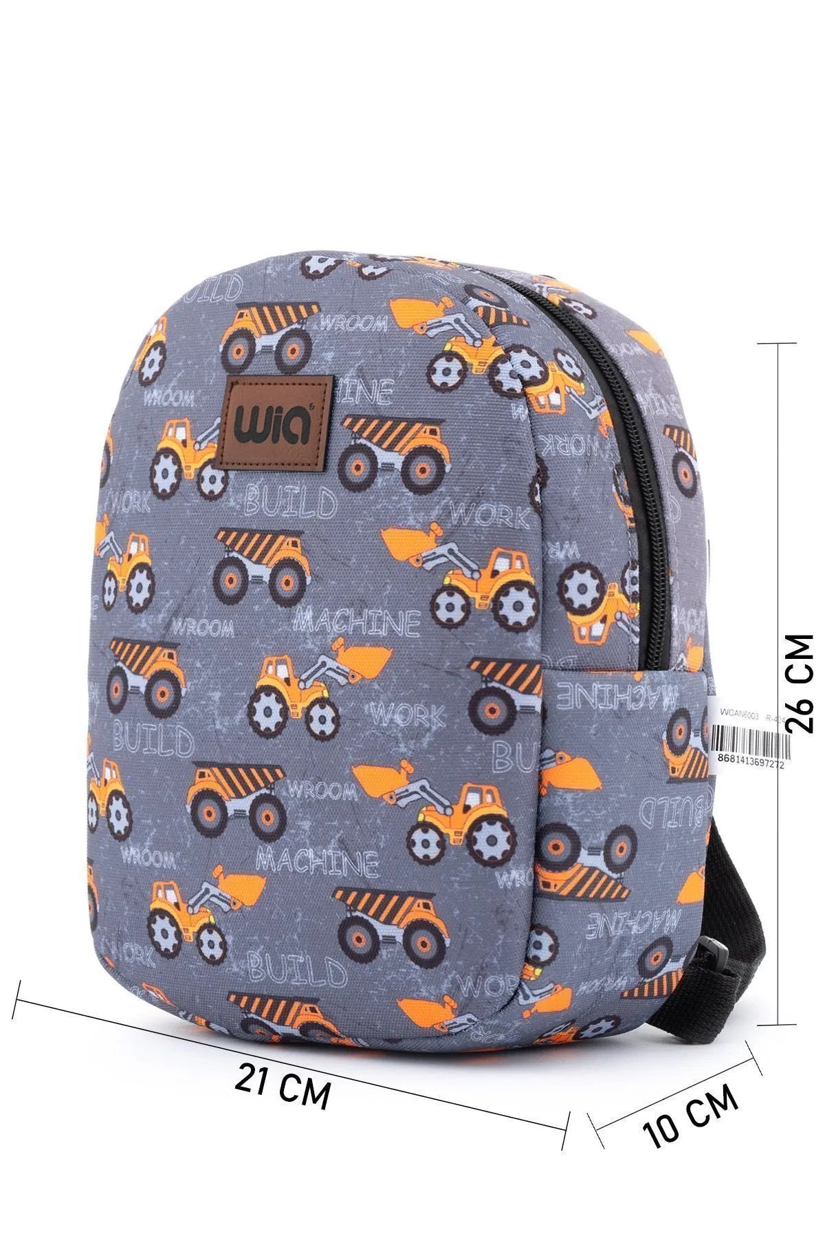 Wia Eğlenceli Baskı Tek Bölmeli Kreş Çanta Gri