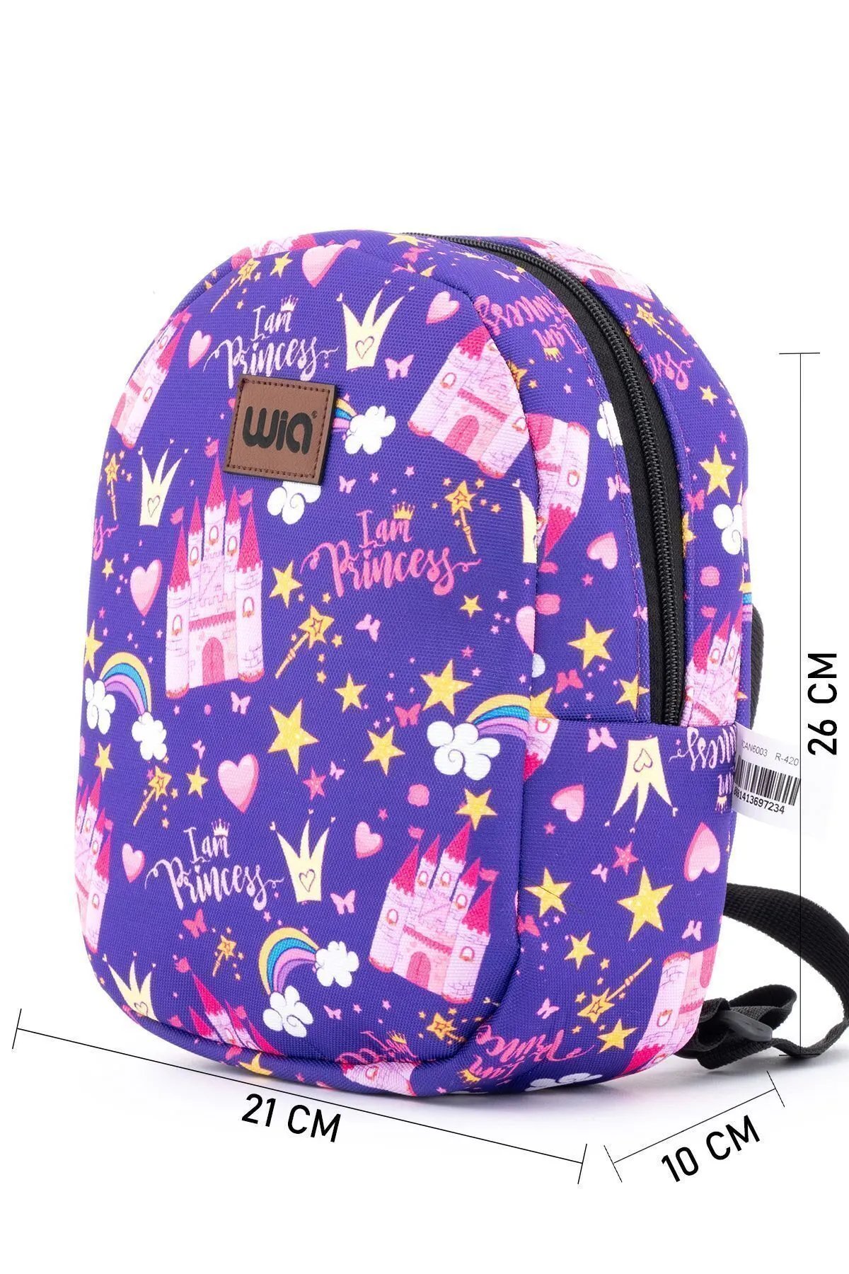 Wia Eğlenceli Baskı Tek Bölmeli Kreş Çanta Mor