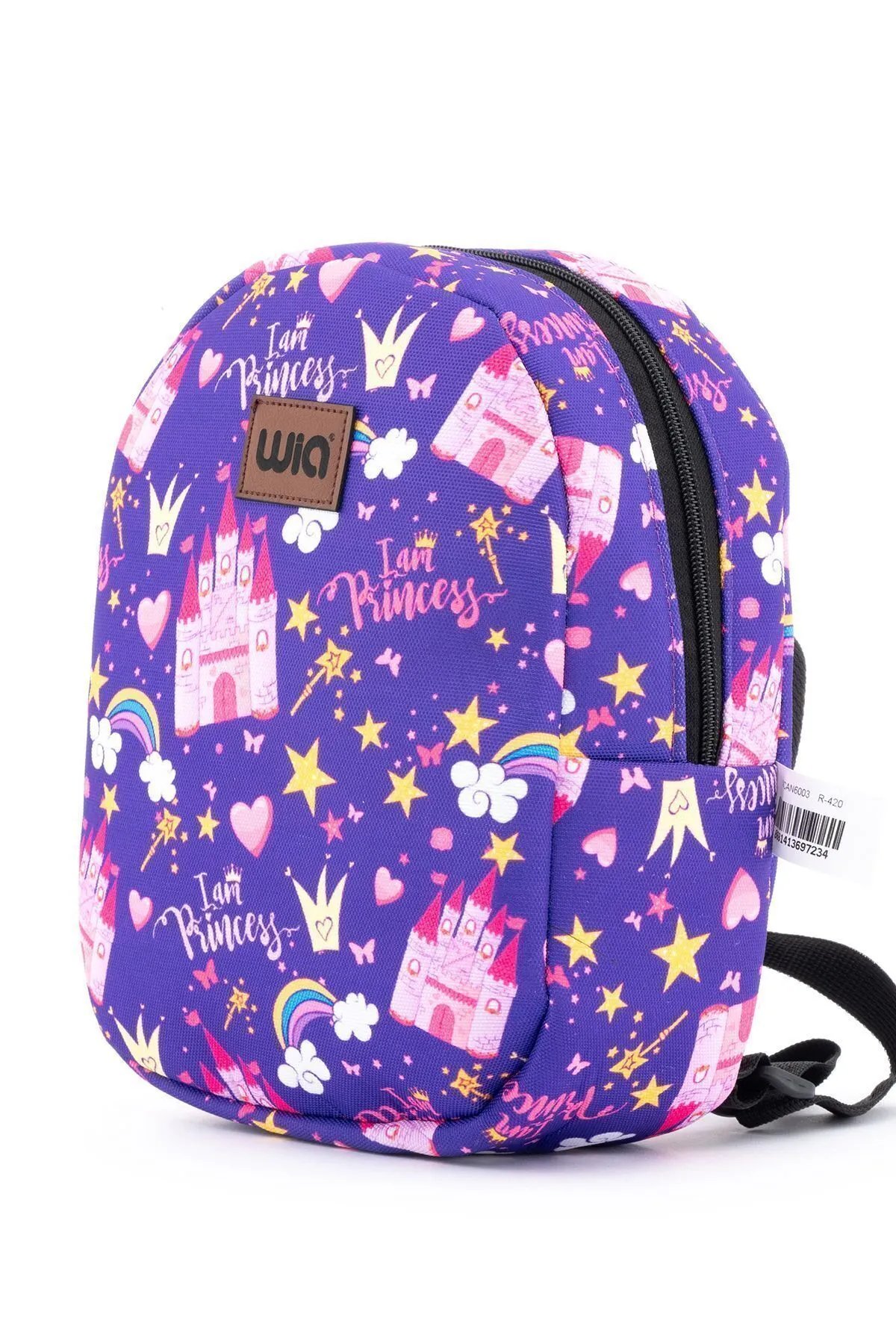 Wia Eğlenceli Baskı Tek Bölmeli Kreş Çanta Mor