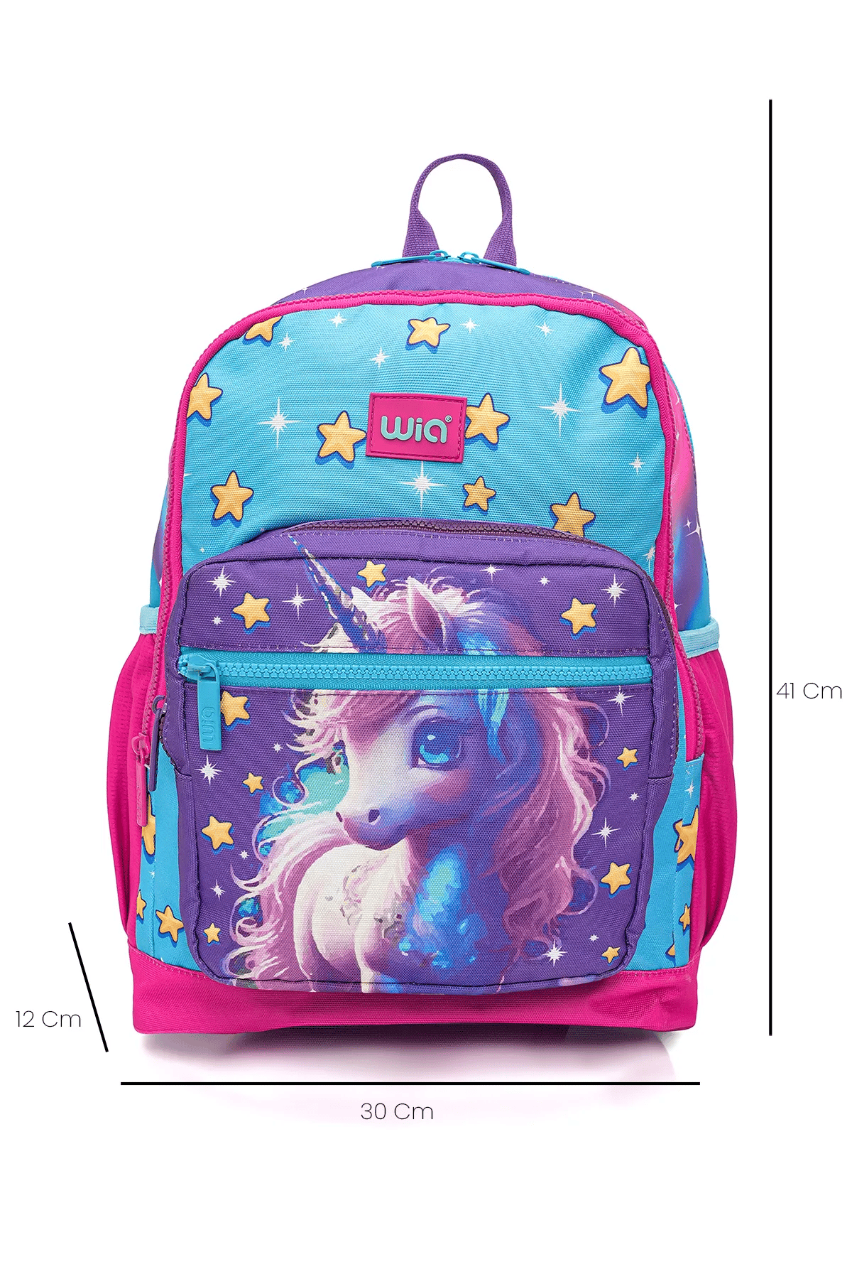 Wia Kız Çocuk Unicorn Desenli 3'lü Okul Çanta Seti Pembe