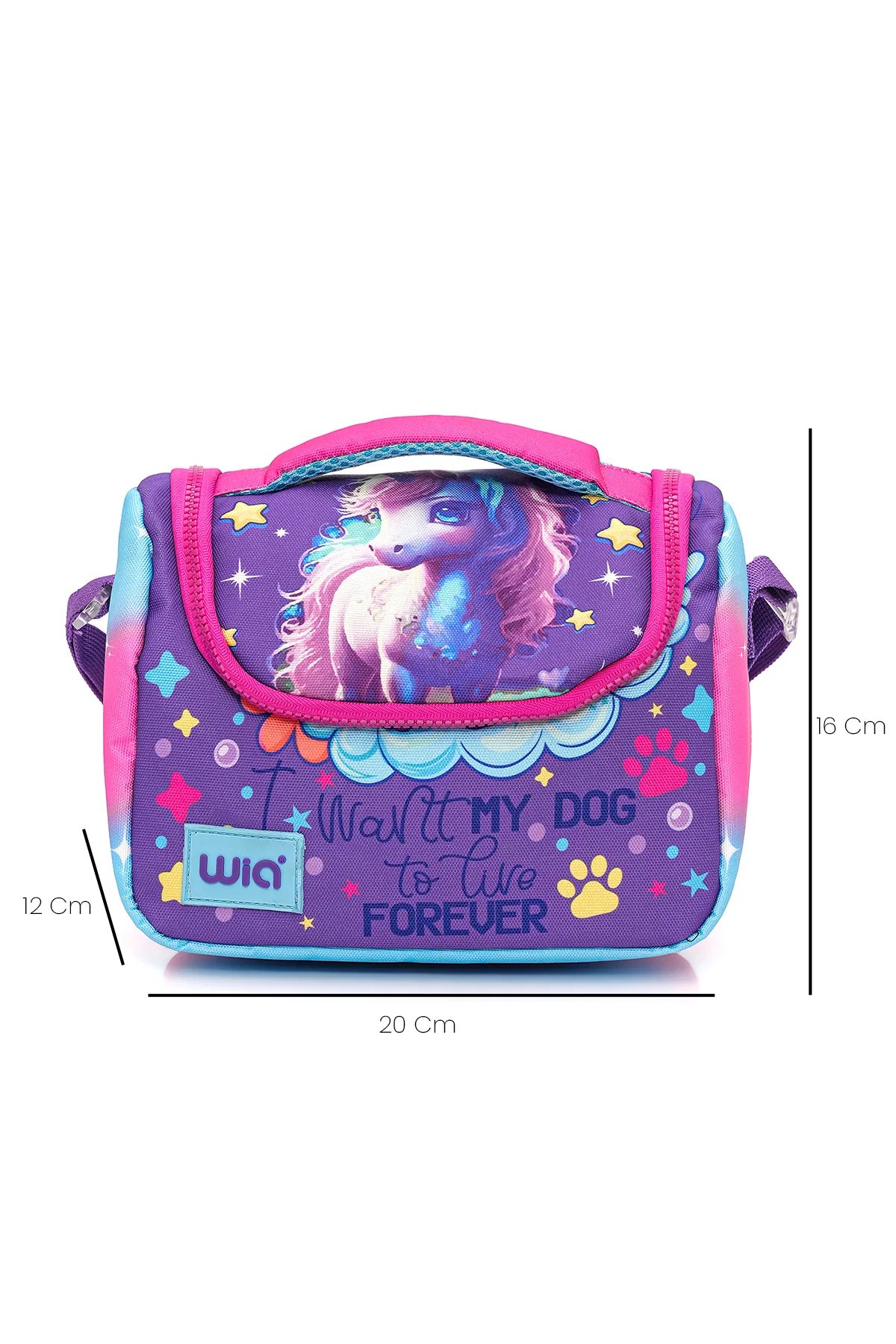 Wia Kız Çocuk Unicorn Desenli 3'lü Okul Çanta Seti Pembe