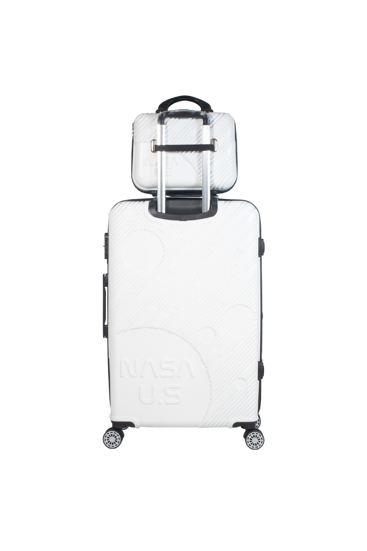 Nasa U.s Space Beyaz 3 Lü Valiz Seti (büyük Kabin Makyaj )