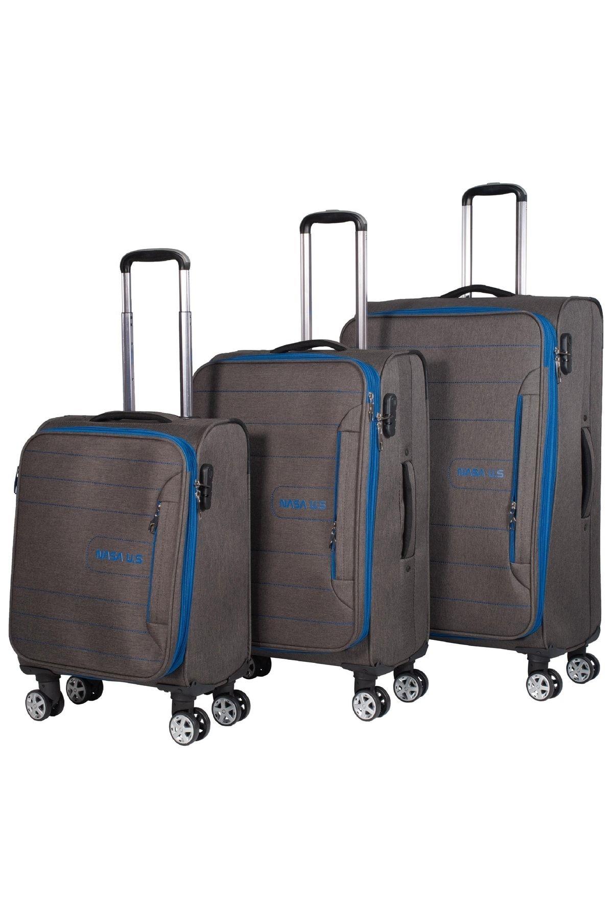 Nasa U.s Nova Kahve 3 Lü Kumaş Valiz Seti