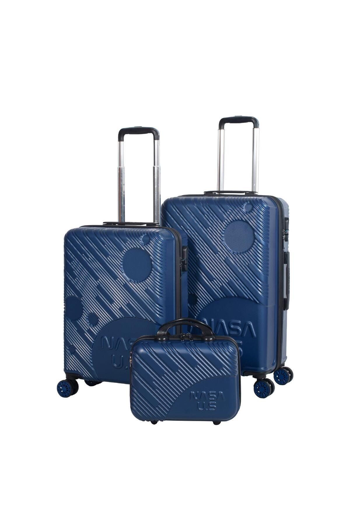 Nasa U.s Space Lacivert 3 Lü Valiz Seti (orta Kabin Makyaj )