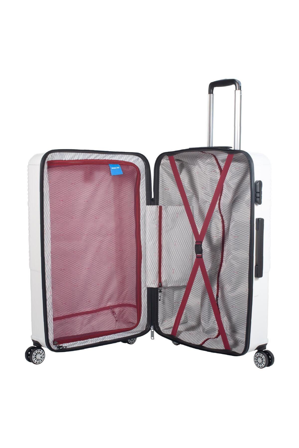 Nasa U.s Space Beyaz 3 Lü Valiz Seti (büyük Kabin Makyaj )