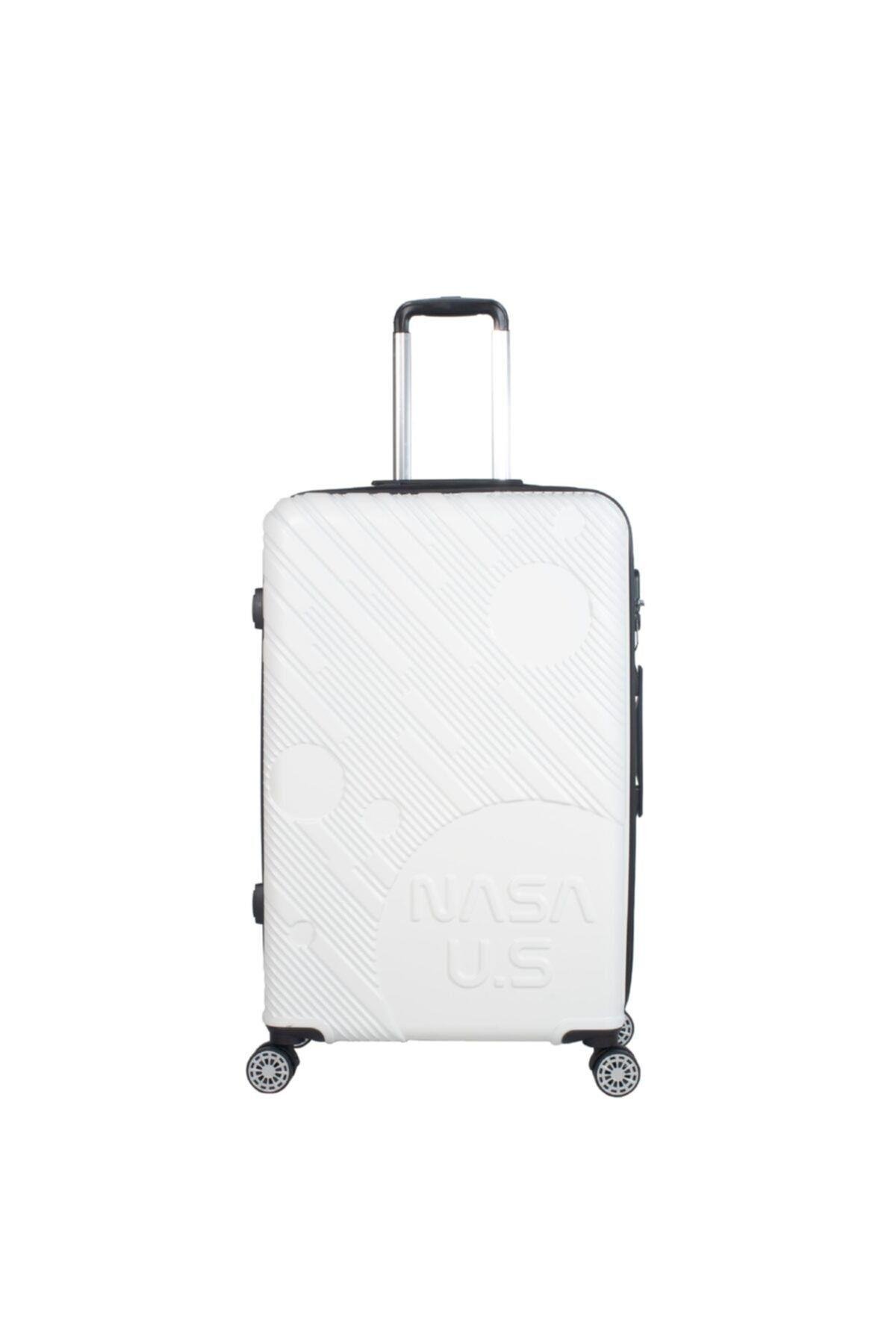 Nasa U.s Space Beyaz 3 Lü Valiz Seti (büyük + Orta + Kabin )
