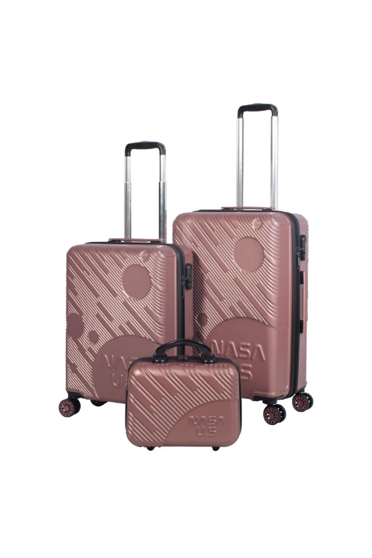 Nasa U.s Space Rose Gold 3 Lü Valiz Seti (orta Kabin Makyaj )