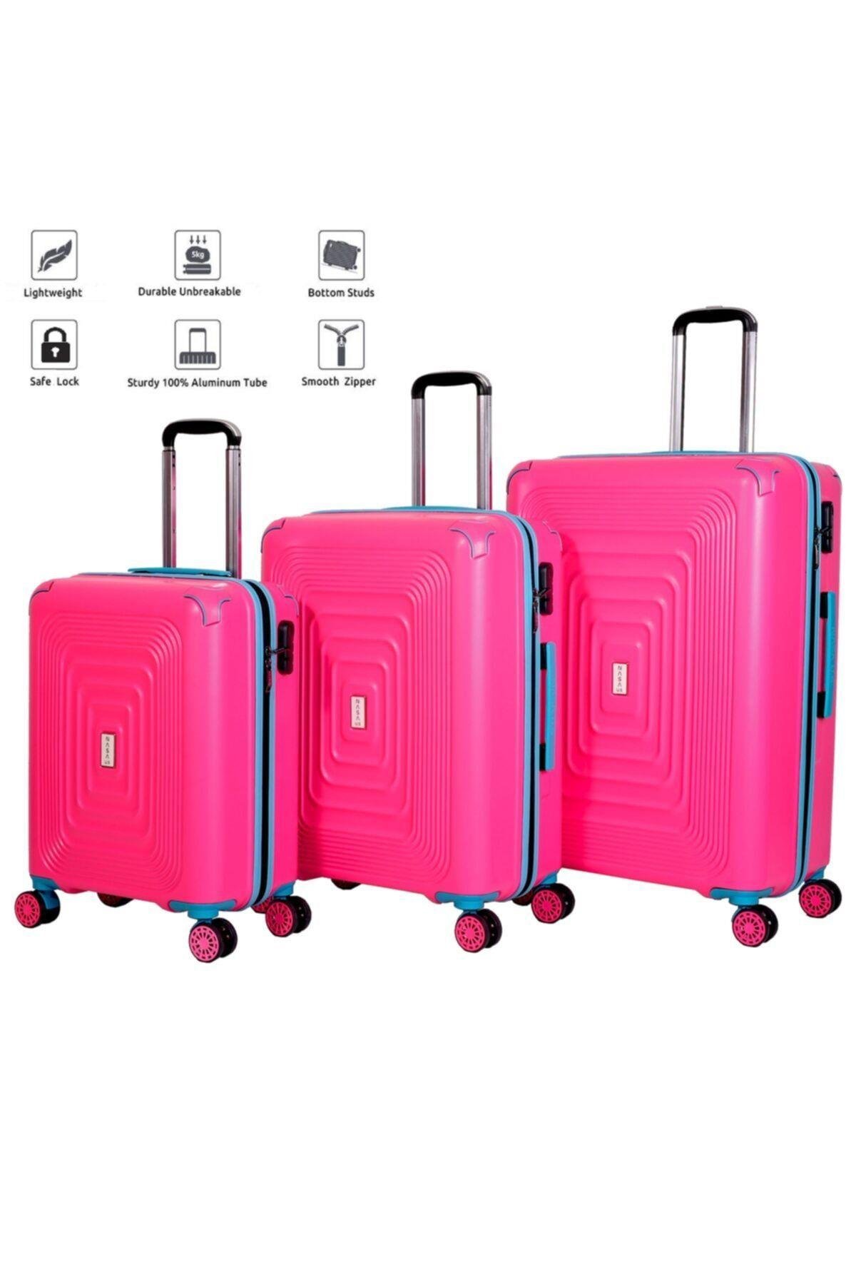 Nasa U.s Ring Pembe 3 Lü Valiz Seti (büyük+orta+kabin)