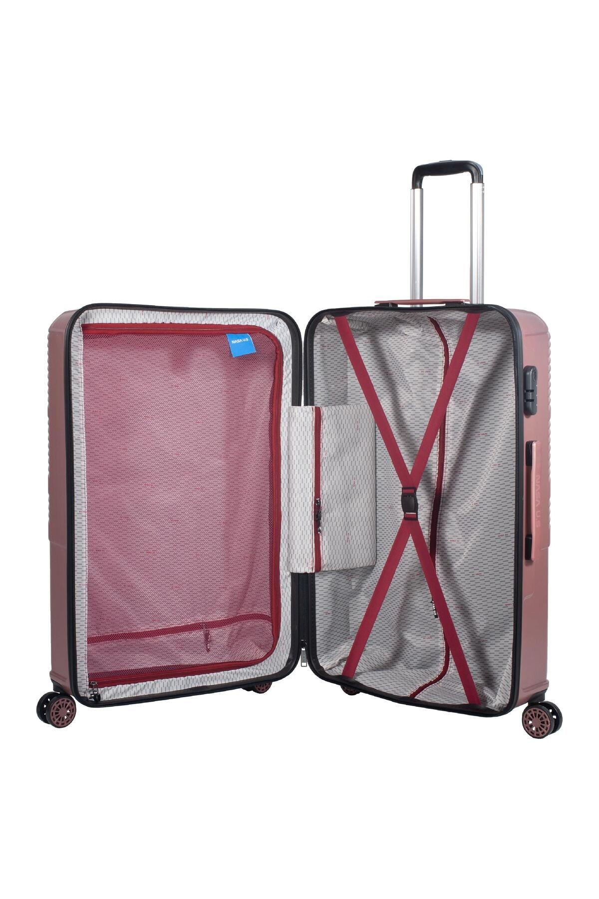 Nasa U.s Space Rose Gold 3 Lü Valiz Seti (büyük Orta Makyaj )