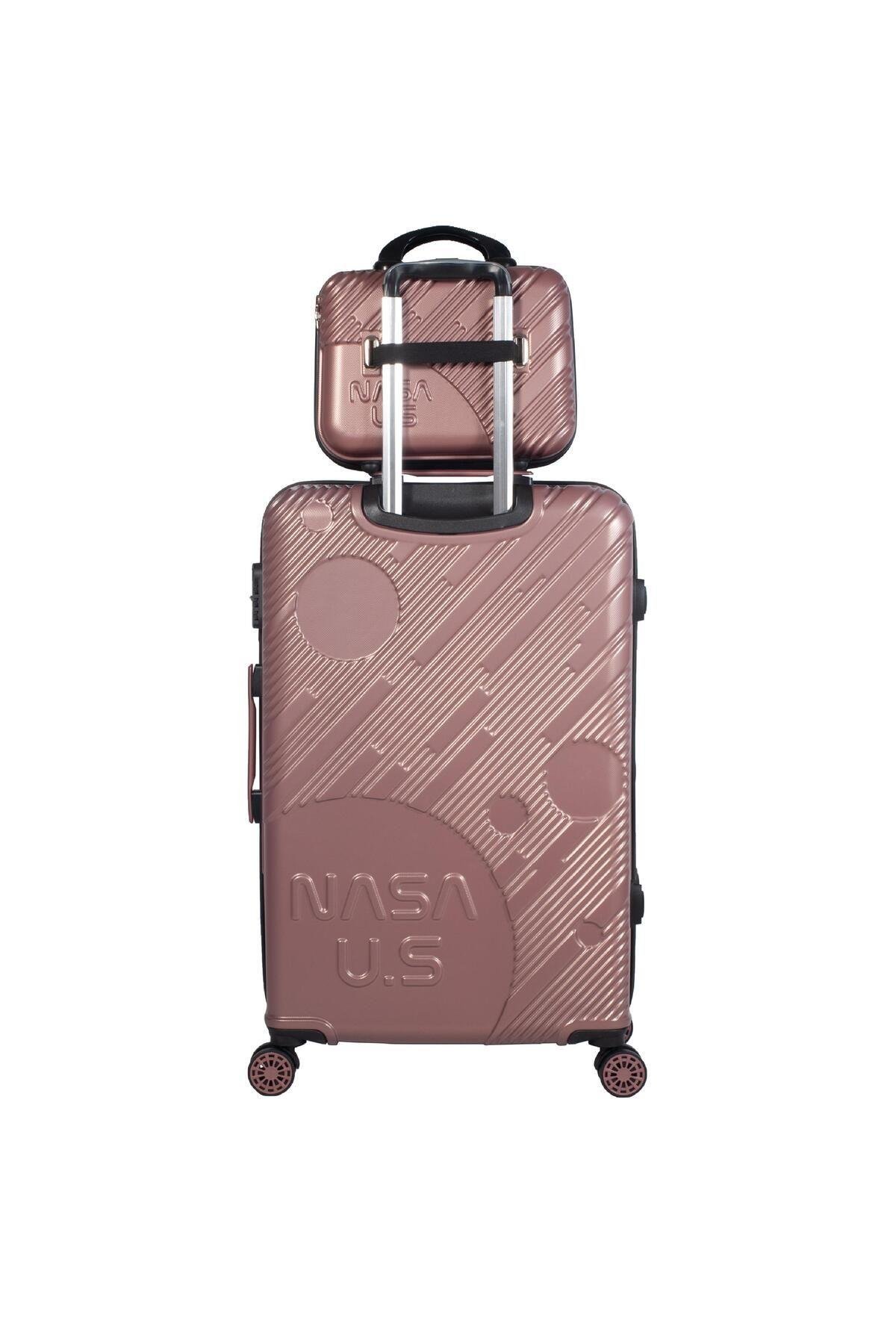 Nasa U.s Space Rose Gold 3 Lü Valiz Seti (büyük Orta Makyaj )