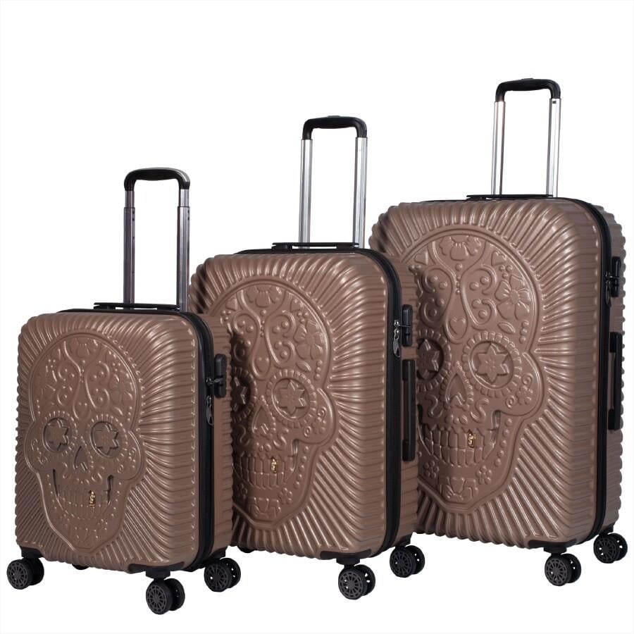 OX Kurukafa 3 lü Gold Valiz Seti (Büyük + Orta +Kabin )