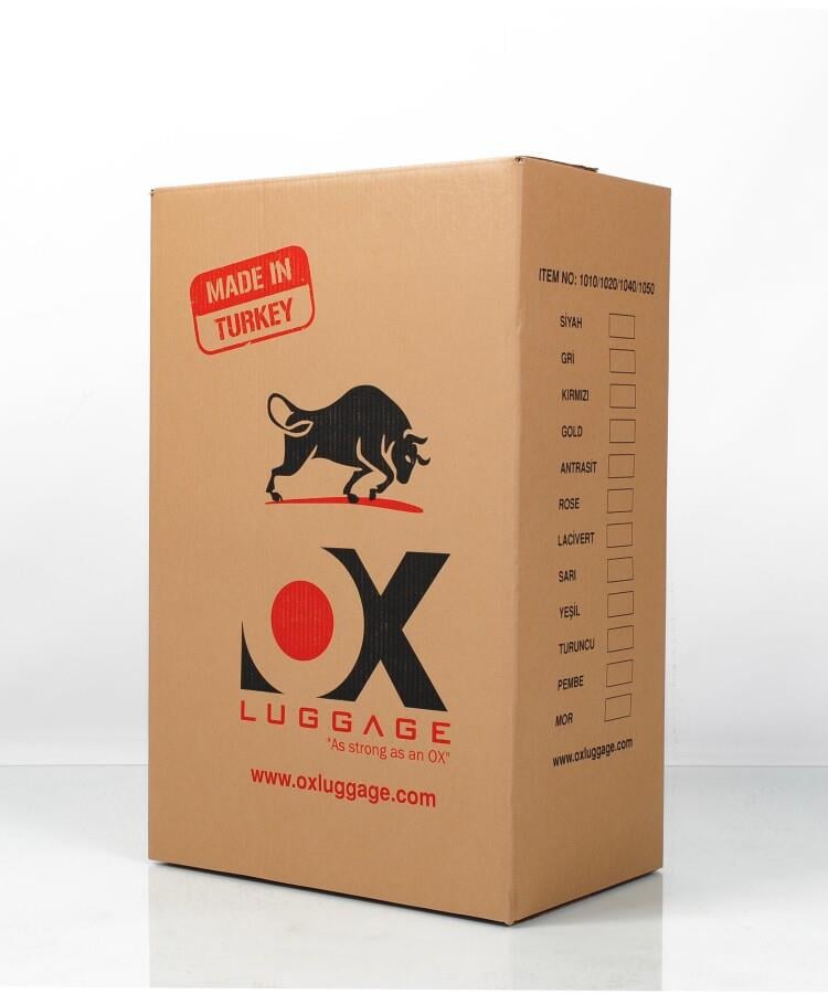 OX Kurukafa 3 lü Gold Valiz Seti (Büyük + Orta +Kabin )