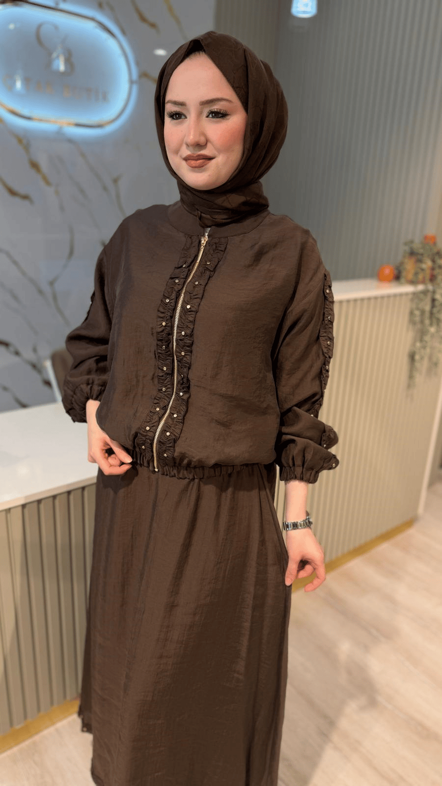 10988 ETEKLİ TAKIM - KAHVE