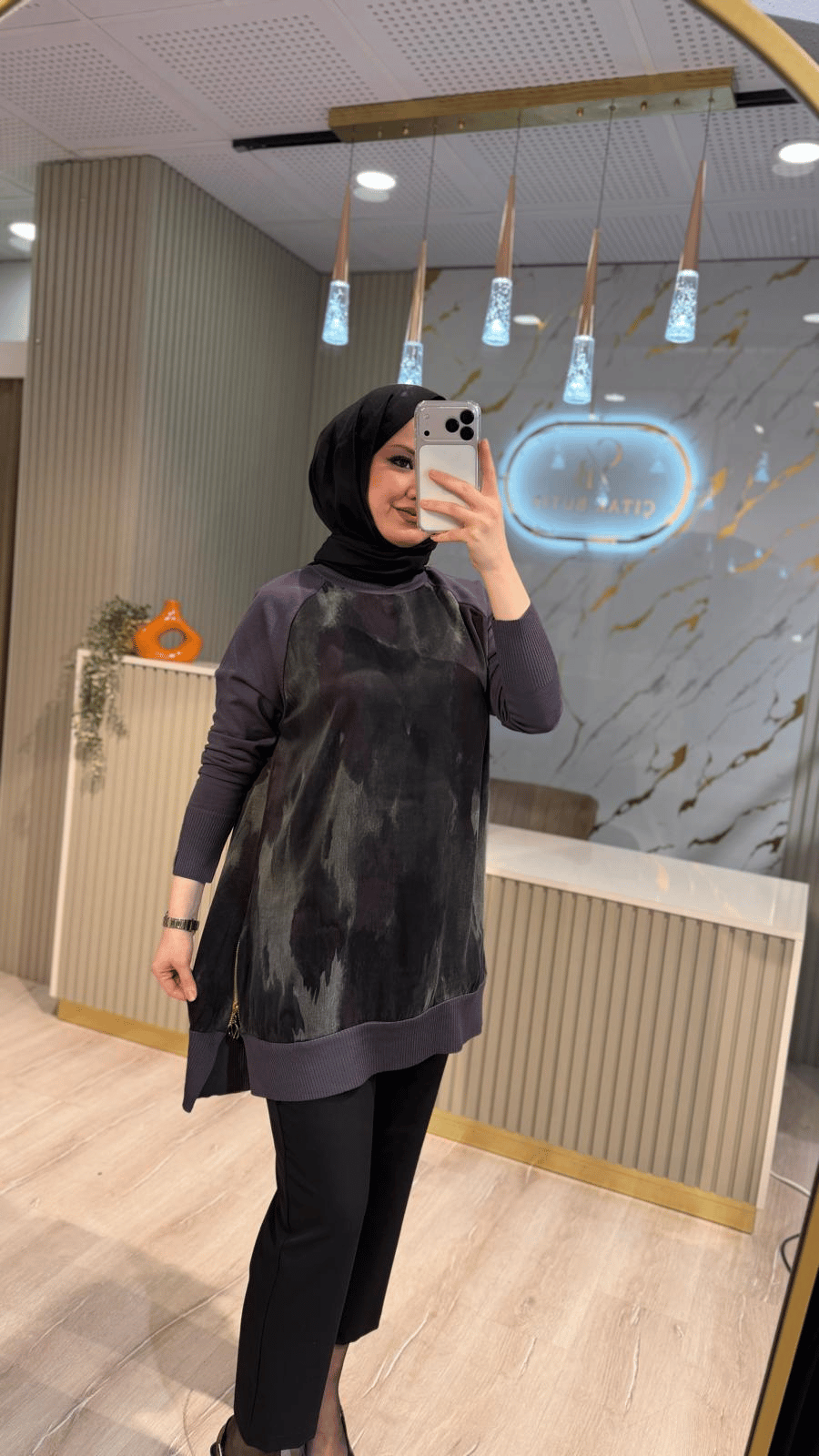 279 FERMUARLI QUPRA TUNİK-LİLA