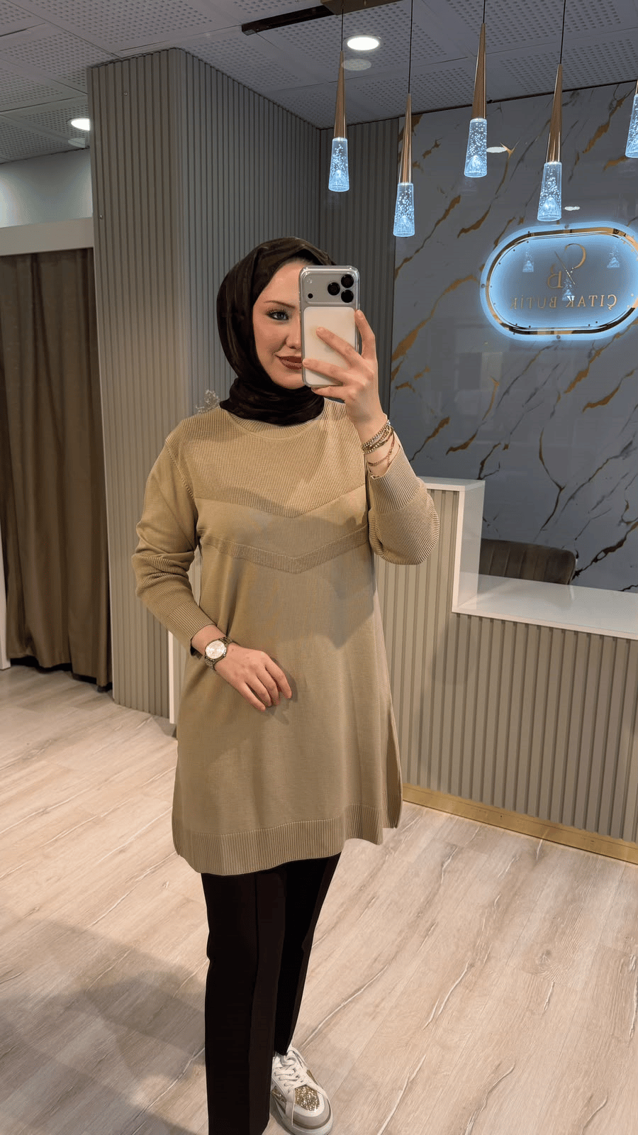 36243 MERSERİZE TUNİK - BEJ