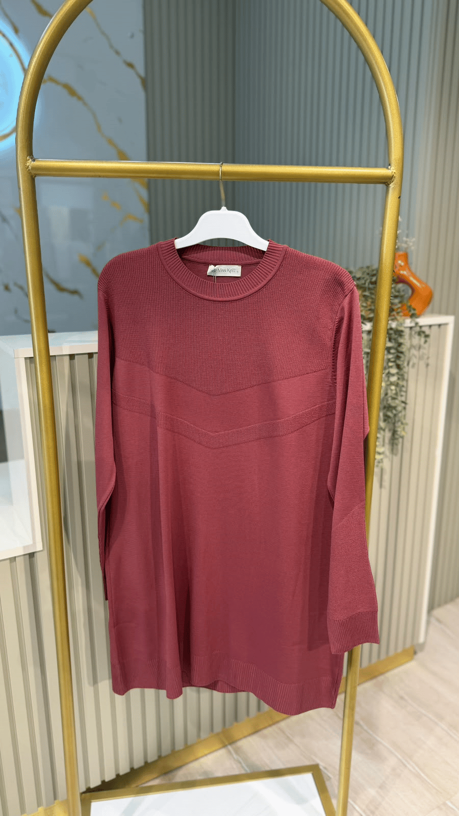 36243 MERSERİZE TUNİK - GÜL KURUSU