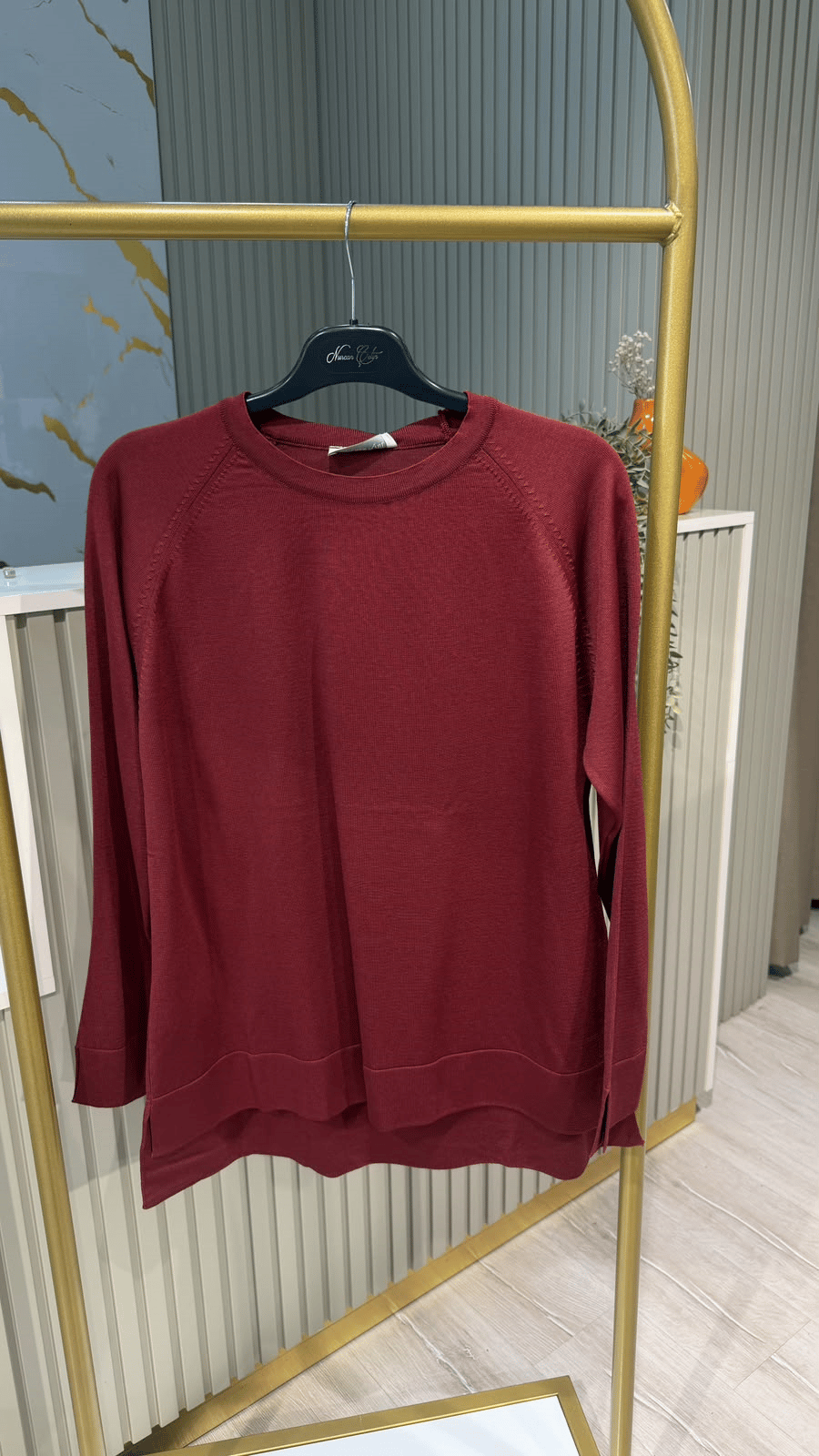 36318 MERSERİZE BLUZ - BORDO