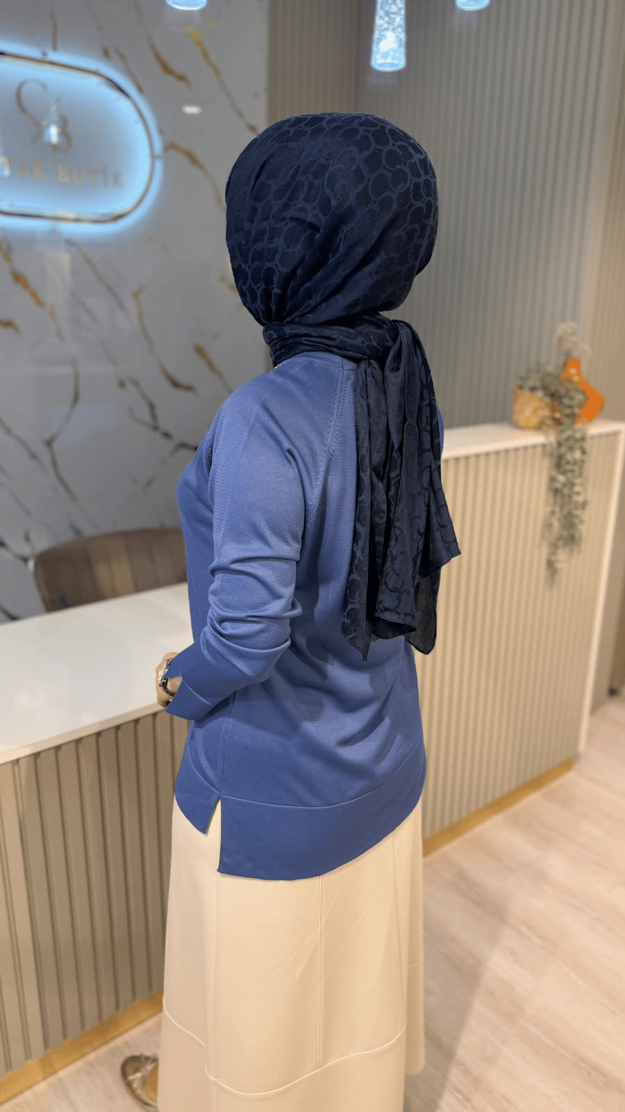 36318 MERSERİZE BLUZ - İNDİGO