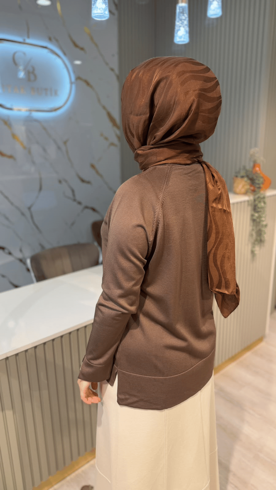 36318 MERSERİZE BLUZ - KAHVE