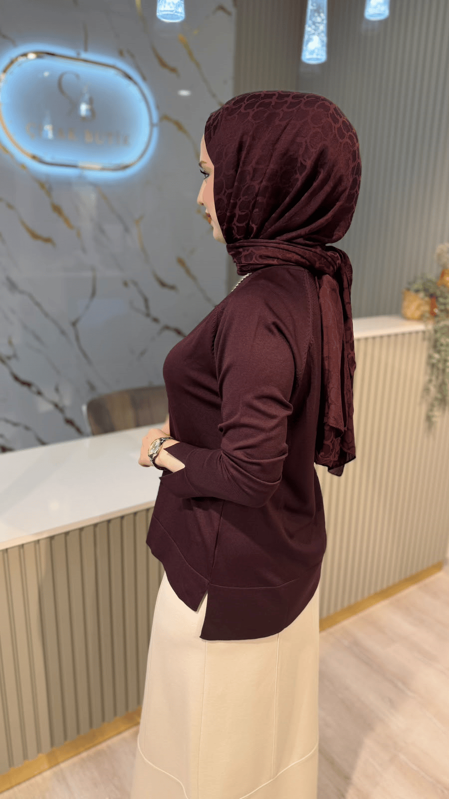 36318 MERSERİZE BLUZ - MÜRDÜM