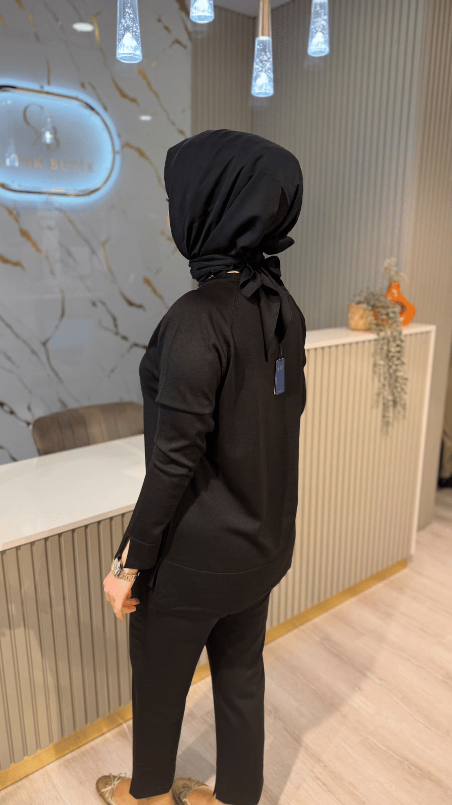 36318 MERSERİZE BLUZ - SİYAH